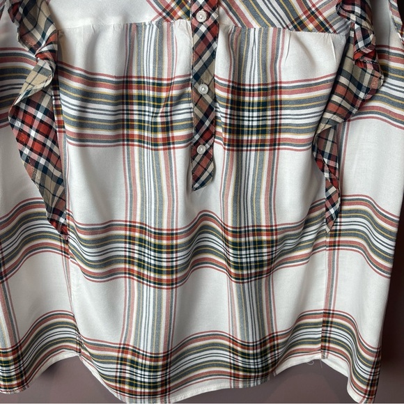 Time and Tru Plaid Ruffle Sleeve Tank Top XL - Picture 5 of 11
